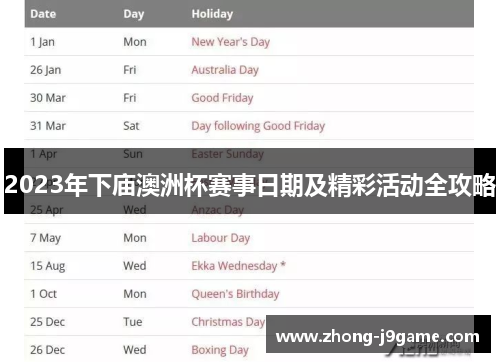 2023年下庙澳洲杯赛事日期及精彩活动全攻略 2023年下庙澳洲杯赛事日期及精彩活动全攻略